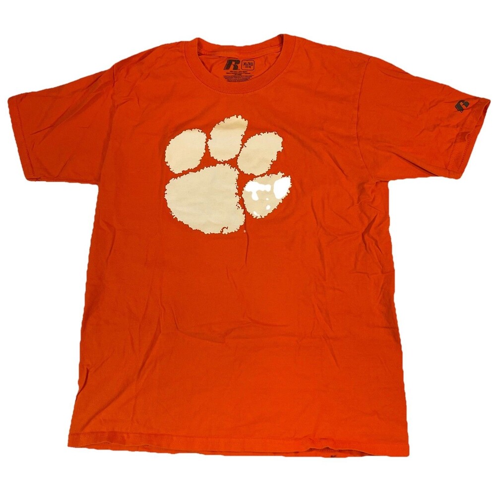 Clemson Tigers Orange T-Shirt Tiger Paw Logo Youth XL Russell Athletic